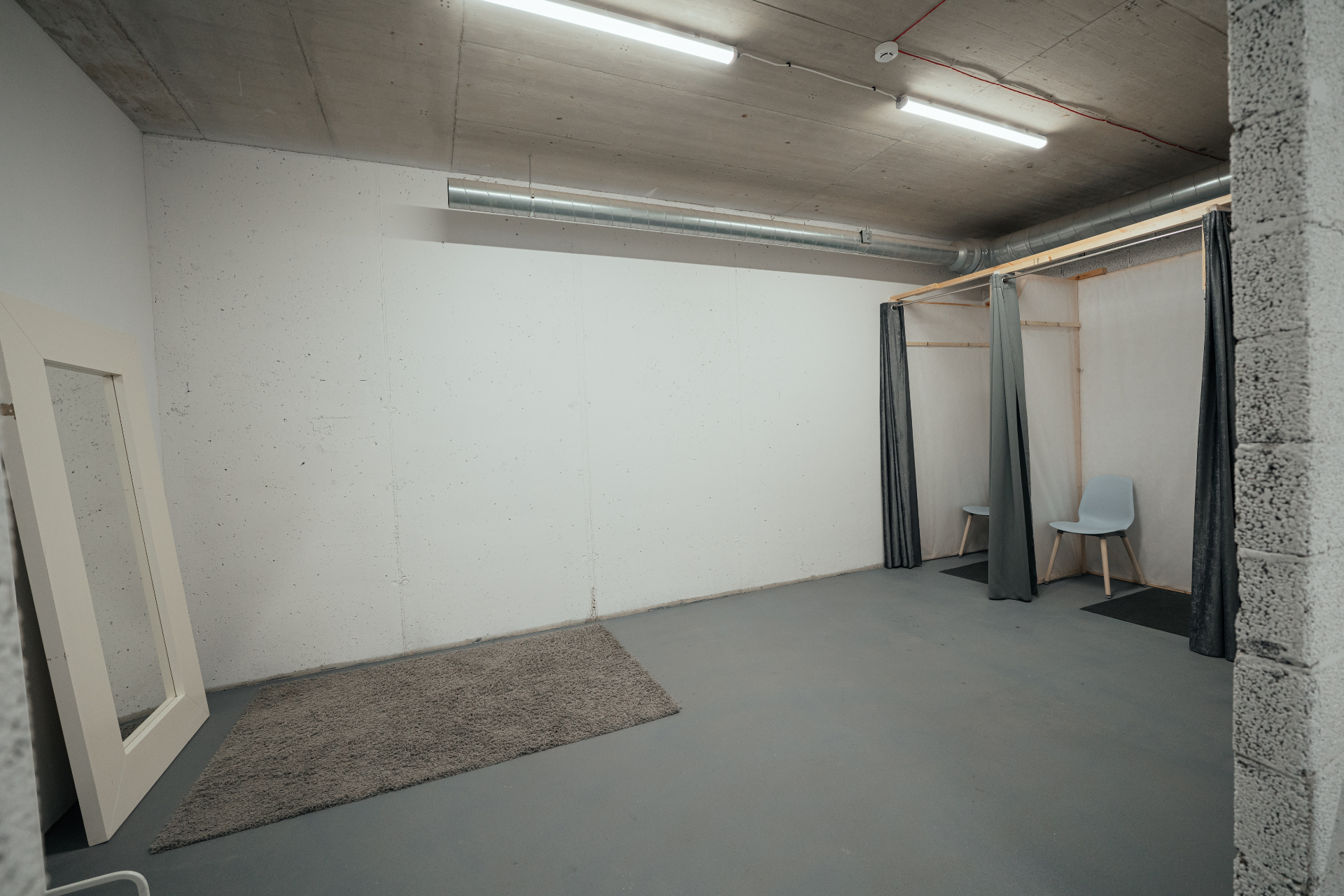 First floor costume room with changing booths